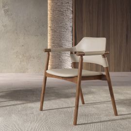 Scaune - Scaun modern cu sezut si spatar din piele regenerata Sand