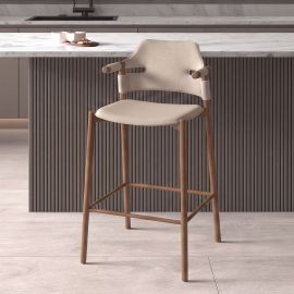Scaune Bar - Scaun de bar modern cu sezut si spatar din piele regenerata Sand
