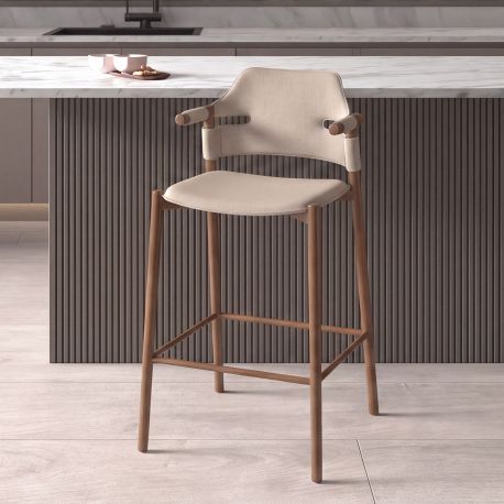 Scaune Bar - Scaun de bar modern cu sezut si spatar din piele regenerata Sand