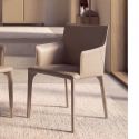 Scaun modern tapitat cu piele regenerata Mink