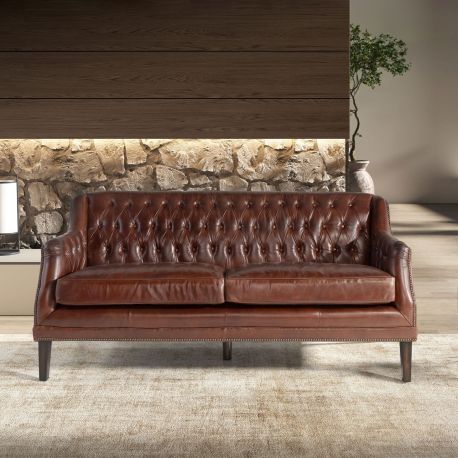 Canapele - Canapea LUX 3 locuri tapitata cu piele Cognac Brown