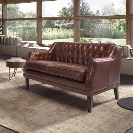 Canapele - Canapea LUX 2 locuri tapitata cu piele Cognac Brown
