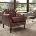 Fotoliu LUX tapitat cu piele Cognac Brown