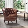Fotoliu LUX tapitat cu piele Cognac Brown