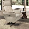 Fotoliu pivotant, functie relax, piele naturala Gri Perlat