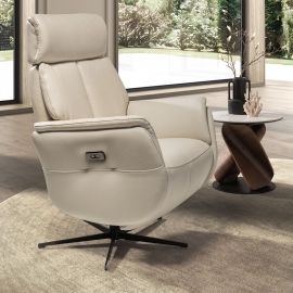 Fotolii - Fotoliu pivotant, functie relax, piele naturala Gri Perlat
