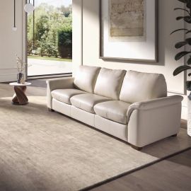 Canapele - Canapea extensibila tapitata cu piele naturala Gri Perlat