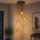 Pendule, Lustre suspendate - Lustra cu 5 pendule LED bronz cu sticla sampanie Tumblers