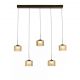 Pendule, Lustre suspendate - Lustra cu 5 pendule LED bronz cu sticla sampanie Tumblers