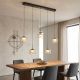 Lustra cu 5 pendule LED bronz cu sticla sampanie Tumblers