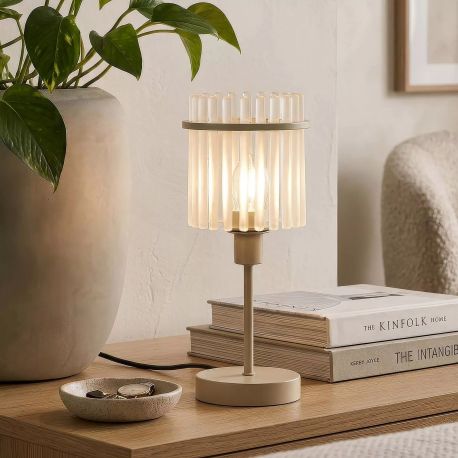 Veioze - Lampa de masa metal sand, tije din sticla Swizzle