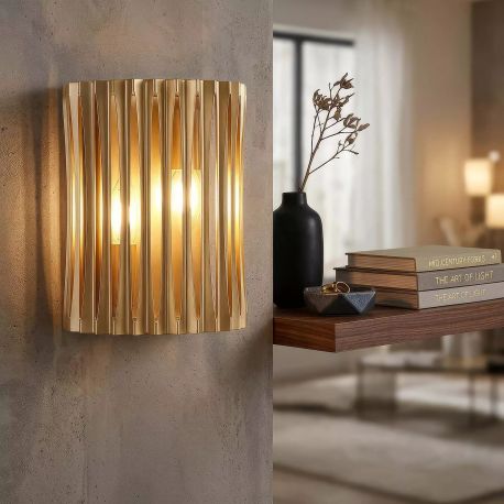 Aplice, corpuri de iluminat pentru pereti - Aplica de perete moderna metal auriu Split 2Lt
