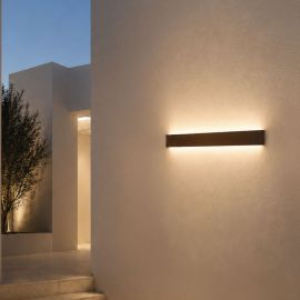 Aplice - Aplica perete exterior design liniar IP65 Aura cafeniu 60cm