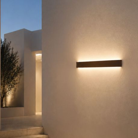 Aplice - Aplica perete exterior design liniar IP65 Aura cafeniu 60cm