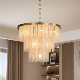 Pendule, Lustre suspendate - Lustra suspendata metal auriu, sticla laptoasa Formalux 10Lt