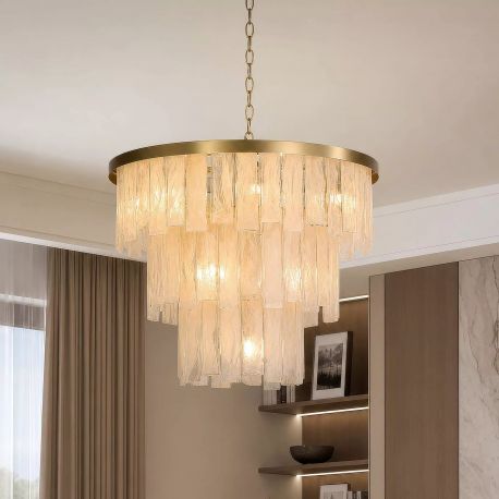Pendule, Lustre suspendate - Lustra suspendata metal auriu, sticla laptoasa Formalux 10Lt