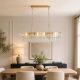 Pendule, Lustre suspendate - Lustra suspendata masa sufragerie metal auriu, sticla Bowlight 8Lt