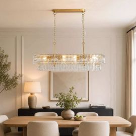 Pendule, Lustre suspendate - Lustra suspendata masa sufragerie metal auriu, sticla Bowlight 8Lt