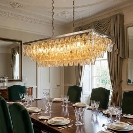 Candelabre, Lustre - Lustra suspendata masa sufragerie Alba 11Lt, antic brass/ champagne