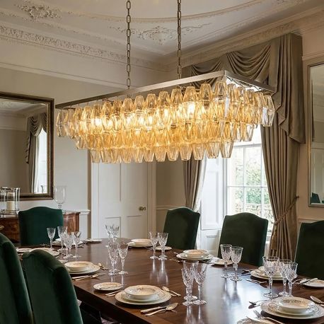 Candelabre, Lustre - Lustra suspendata masa sufragerie Alba 11Lt, antic brass/ champagne