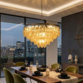 Candelabre, Lustre - Lustra suspendata Alba 13Lt, antic brass/ champagne