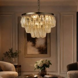 Pendule, Lustre suspendate - Lustra suspendata Alba 4Lt, antic brass/ champagne