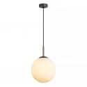 Pendul Modern Carrara, Sticla Efect Marmura si Metal Latte, E27
