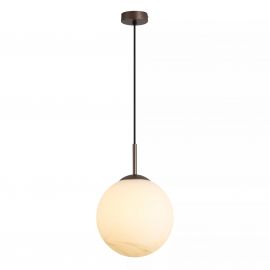 Pendule, Lustre suspendate - Pendul Modern Carrara, Sticla Efect Marmura si Metal Latte, E27