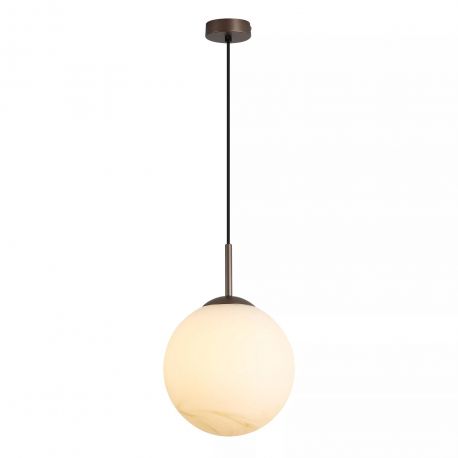 Pendule, Lustre suspendate - Pendul Modern Carrara, Sticla Efect Marmura si Metal Latte, E27