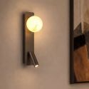Aplica cu reader LED, Carrara, Sticla Efect Marmura si Metal Latte