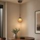Pendule, Lustre suspendate - Pendul Modern Solis, Sticla Efect Champagne si Metal Bronz, LED