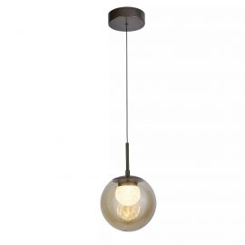 Pendule, Lustre suspendate - Pendul Modern Solis, Sticla Efect Champagne si Metal Bronz, LED