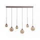 Pendule, Lustre suspendate - Lustra pentru Insula Bucatarie sau Dining, Opus Lux, Sticla Amber si Metal Bronz, LED CCT