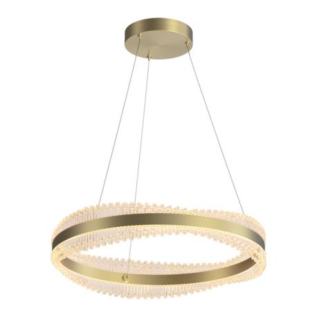 Pendule, Lustre suspendate - Lustra LED suspendata, metal auriu periat si cristale, Crystalline 60cm