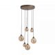 Pendule, Lustre suspendate - Lustra cu 6 pendule, Opus Lux, Sticla Amber si Metal Bronz, LED CCT
