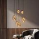 Pendule, Lustre suspendate - Lustra cu 6 pendule, Opus Lux, Sticla Amber si Metal Bronz, LED CCT