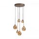 Pendule, Lustre suspendate - Lustra cu 6 pendule, Opus Lux, Sticla Amber si Metal Bronz, LED CCT