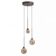 Pendule, Lustre suspendate - Lustra cu 3 pendule, Opus Lux, Sticla Amber si Metal Bronz, LED CCT