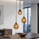 Pendule, Lustre suspendate - Lustra cu 3 pendule, Opus Lux, Sticla Amber si Metal Bronz, LED CCT