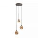 Pendule, Lustre suspendate - Lustra cu 3 pendule, Opus Lux, Sticla Amber si Metal Bronz, LED CCT