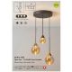 Pendule, Lustre suspendate - Lustra cu 3 pendule, Opus Lux, Sticla Amber si Metal Bronz, LED CCT