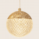 Pendul LED auriu, glob acrilic transparent cu efect de cristal