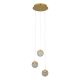 Pendule, Lustre suspendate - Lustra aurie cu 3 pendule LED, glob acrilic transparent cu efect de cristal