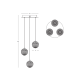 Pendule, Lustre suspendate - Lustra aurie cu 3 pendule LED, glob acrilic transparent cu efect de cristal