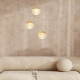 Pendule, Lustre suspendate - Lustra aurie cu 3 pendule LED, glob acrilic transparent cu efect de cristal