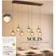 Pendule, Lustre suspendate - Lustra cu 7 pendule LED, Solis, Sticla Efect Champagne si Metal Bronz