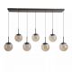 Pendule, Lustre suspendate - Lustra cu 7 pendule LED, Solis, Sticla Efect Champagne si Metal Bronz