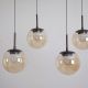 Pendule, Lustre suspendate - Lustra cu 7 pendule LED, Solis, Sticla Efect Champagne si Metal Bronz