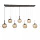 Pendule, Lustre suspendate - Lustra cu 7 pendule LED, Solis, Sticla Efect Champagne si Metal Bronz