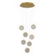 Pendule, Lustre suspendate - Lustra aurie cu 7 pendule LED, glob acrilic transparent cu efect de cristal